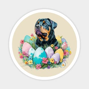 Rottweiler Easter Egg Spring Watercolor Splatter Painting Dog Lover Art Magnet